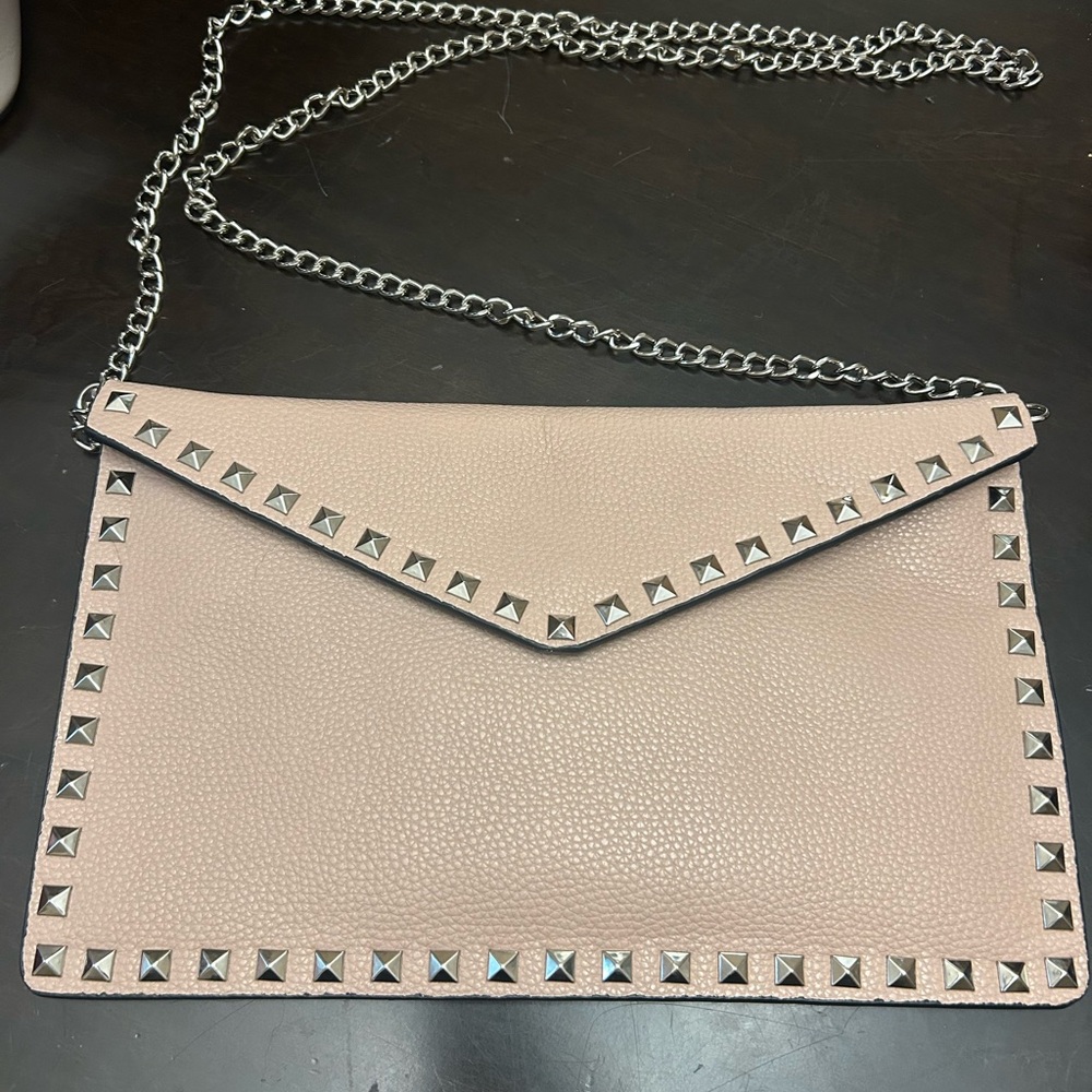 Studded Pink Envelope Clutch